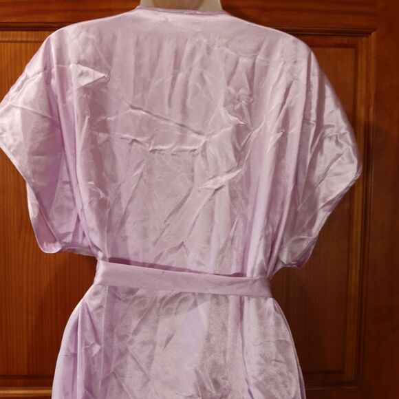 Cinema Etoile Lavender Applique Silky Robe Sleepwear Medium - Picture 7 of 11